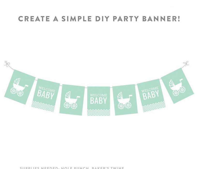 Chevron Print Baby Shower Party Signs & Banner Decorations-Set of 20-Andaz Press-Bubblegum Pink-