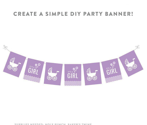 Chevron Print Baby Shower Party Signs & Banner Decorations-Set of 20-Andaz Press-Lavender-