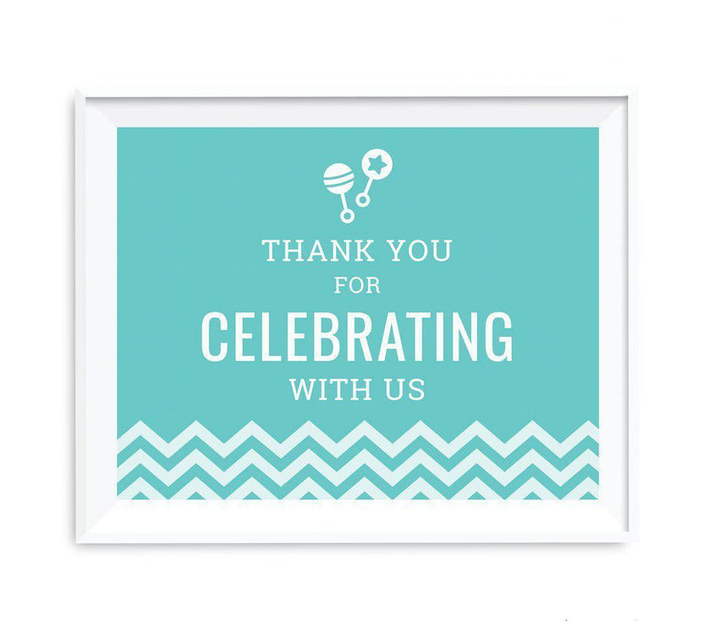 Chevron Print Baby Shower Party Signs-Set of 1-Andaz Press-Bubblegum Pink-Thank You For Celebrating With Us!-