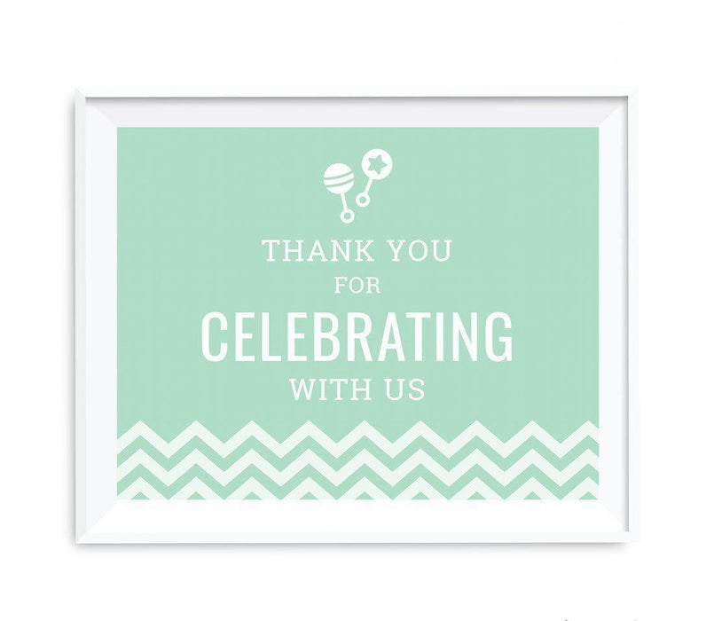 Chevron Print Baby Shower Party Signs-Set of 1-Andaz Press-Bubblegum Pink-Thank You For Celebrating With Us!-