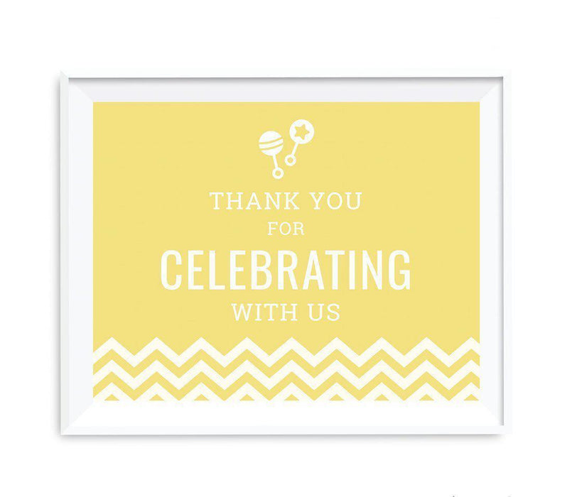 Chevron Print Baby Shower Party Signs-Set of 1-Andaz Press-Bubblegum Pink-Thank You For Celebrating With Us!-