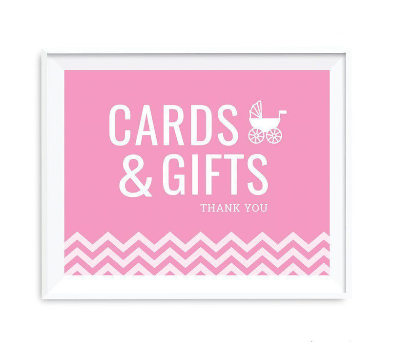 Chevron Print Baby Shower Party Signs-Set of 1-Andaz Press-Bubblegum Pink-Thank You For Celebrating With Us!-