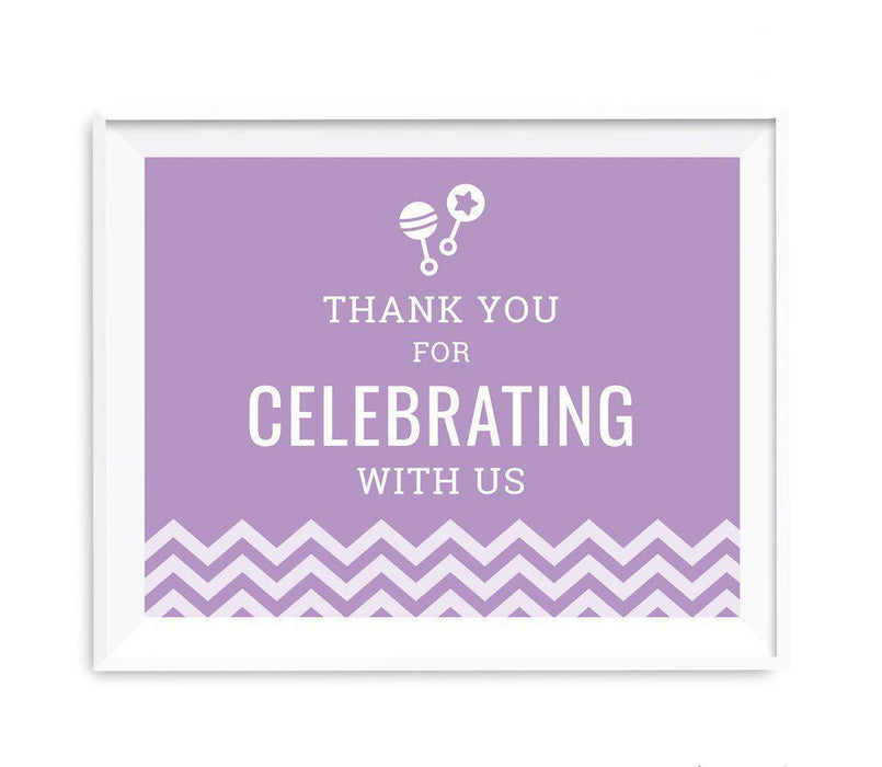 Chevron Print Baby Shower Party Signs-Set of 1-Andaz Press-Bubblegum Pink-Thank You For Celebrating With Us!-