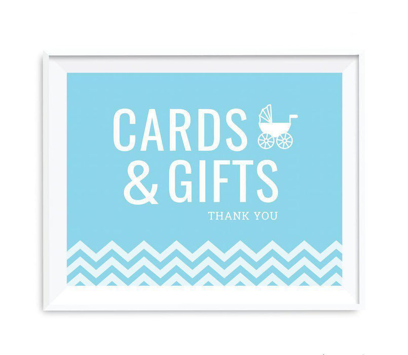 Chevron Print Baby Shower Party Signs-Set of 1-Andaz Press-Baby Blue-Cards & Gifts-