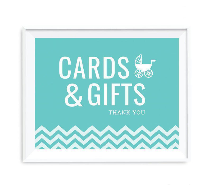 Chevron Print Baby Shower Party Signs-Set of 1-Andaz Press-Diamond Blue-Cards & Gifts-