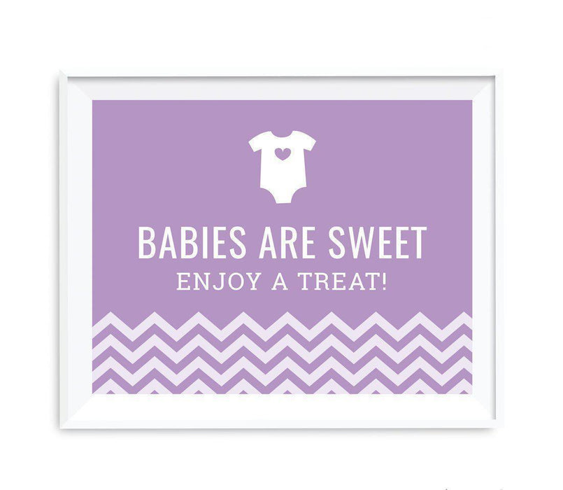 Chevron Print Baby Shower Party Signs-Set of 1-Andaz Press-Lavender-Babies Are Sweet, Enjoy A Treat-