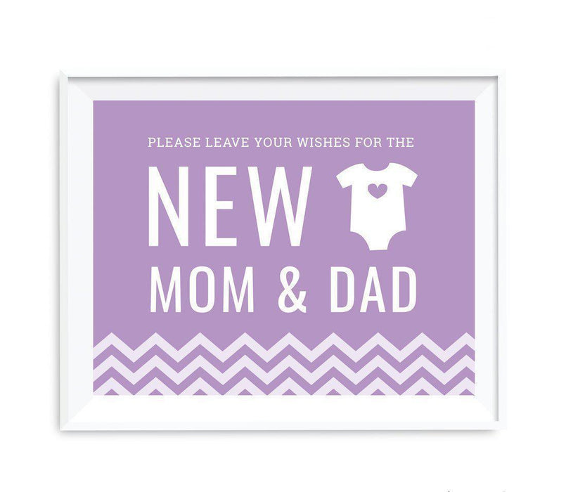 Chevron Print Baby Shower Party Signs-Set of 1-Andaz Press-Lavender-Leave Wishes For New Mom & Dad-