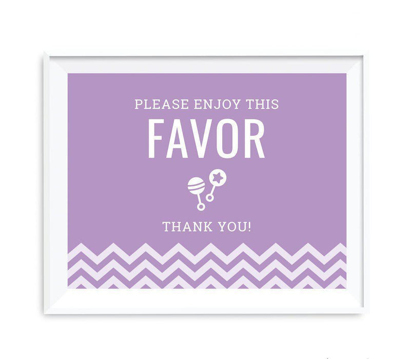 Chevron Print Baby Shower Party Signs-Set of 1-Andaz Press-Lavender-Please Enjoy This Favor, Thank You-