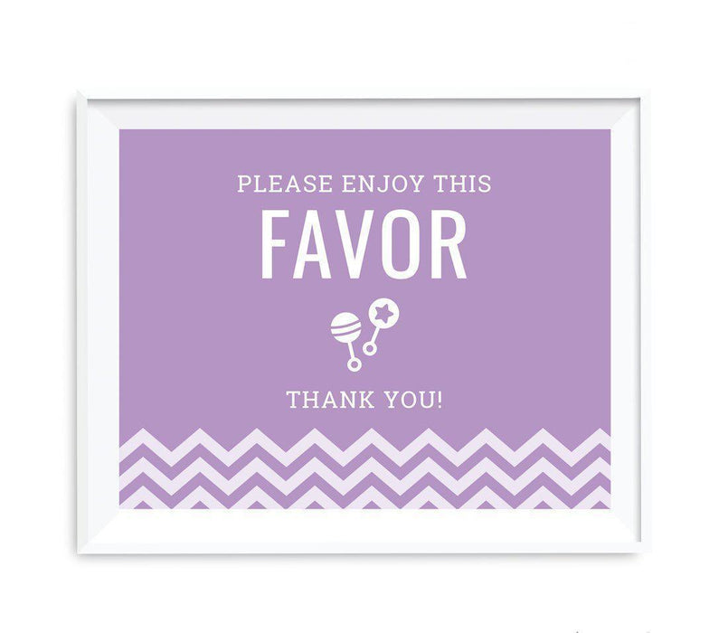 Chevron Print Baby Shower Party Signs-Set of 1-Andaz Press-Lavender-Please Enjoy This Favor, Thank You-