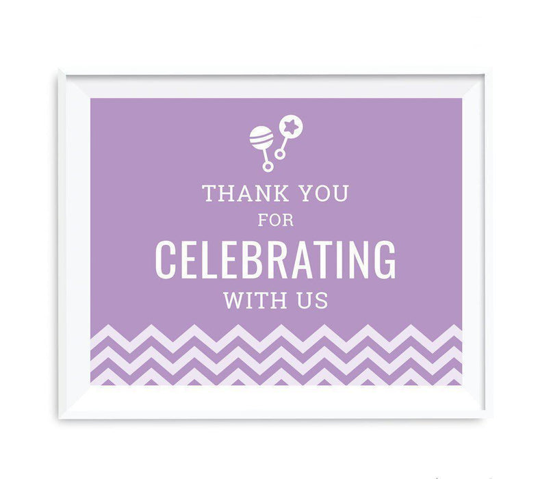 Chevron Print Baby Shower Party Signs-Set of 1-Andaz Press-Lavender-Thank You For Celebrating With Us!-