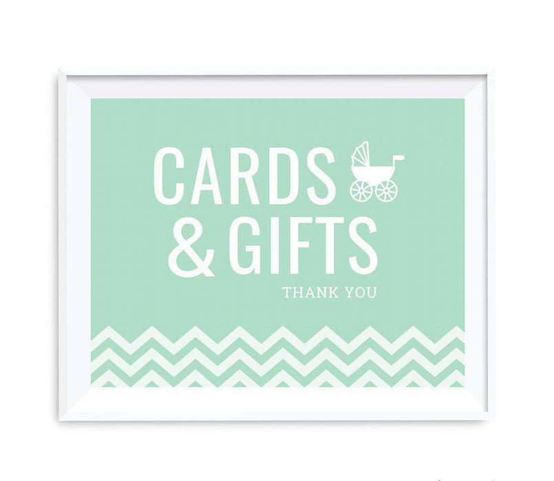 Chevron Print Baby Shower Party Signs-Set of 1-Andaz Press-Mint Green-Cards & Gifts-