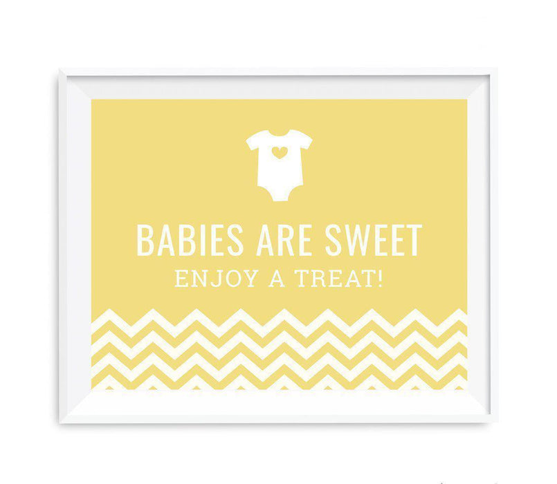 Chevron Print Baby Shower Party Signs-Set of 1-Andaz Press-Yellow-Babies Are Sweet, Enjoy A Treat-