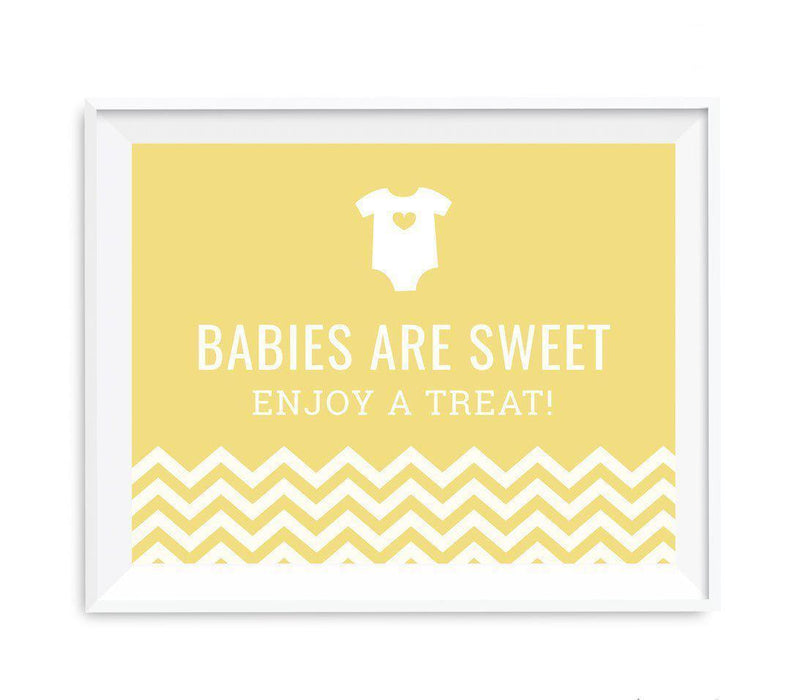 Chevron Print Baby Shower Party Signs-Set of 1-Andaz Press-Yellow-Babies Are Sweet, Enjoy A Treat-