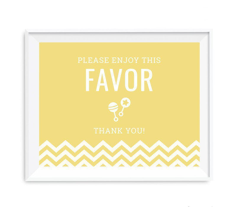 Chevron Print Baby Shower Party Signs-Set of 1-Andaz Press-Yellow-Please Enjoy This Favor, Thank You-