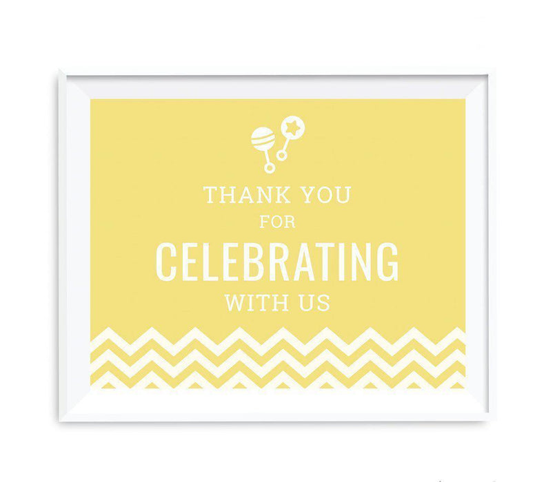 Chevron Print Baby Shower Party Signs-Set of 1-Andaz Press-Yellow-Thank You For Celebrating With Us!-