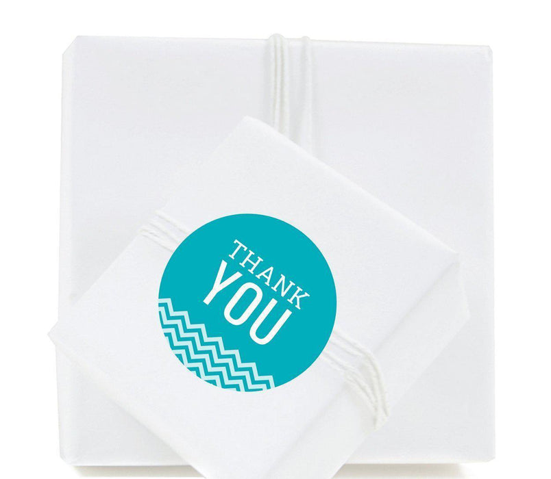 Chevron Round Circle Gift Label Stickers, Thank You-Set of 40-Koyal Wholesale-Aqua-