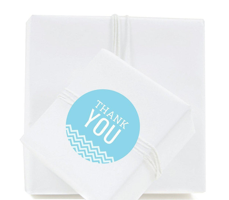 Chevron Round Circle Gift Label Stickers, Thank You-Set of 40-Koyal Wholesale-Baby Blue-