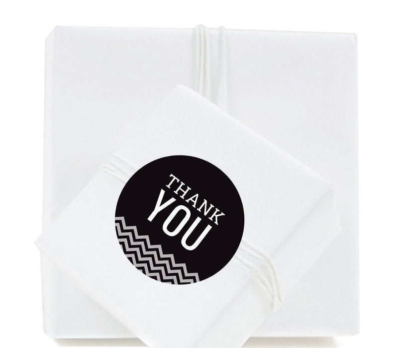 Chevron Round Circle Gift Label Stickers, Thank You-Set of 40-Koyal Wholesale-Black-