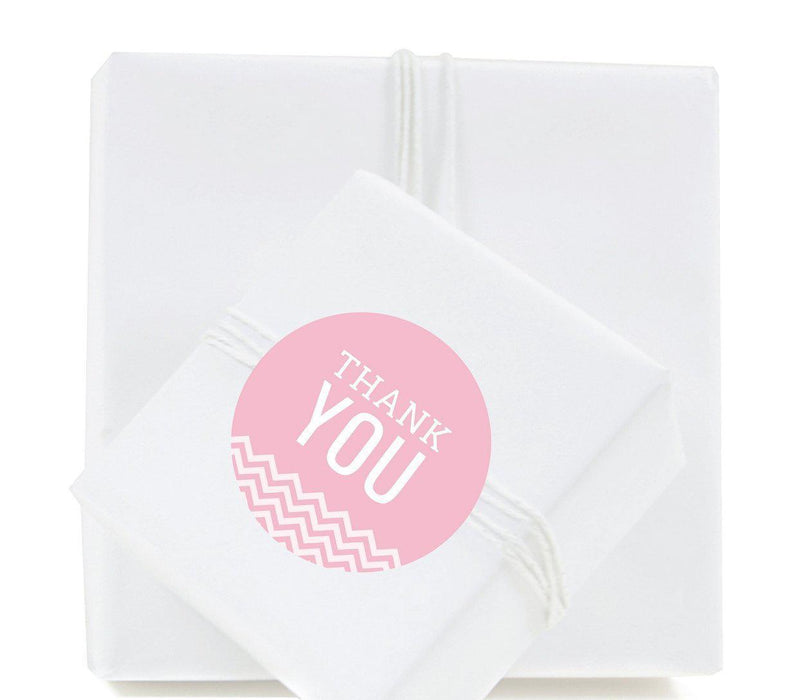 Chevron Round Circle Gift Label Stickers, Thank You-Set of 40-Koyal Wholesale-Blush Pink-