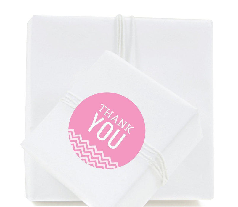 Chevron Round Circle Gift Label Stickers, Thank You-Set of 40-Koyal Wholesale-Bubblegum Pink-