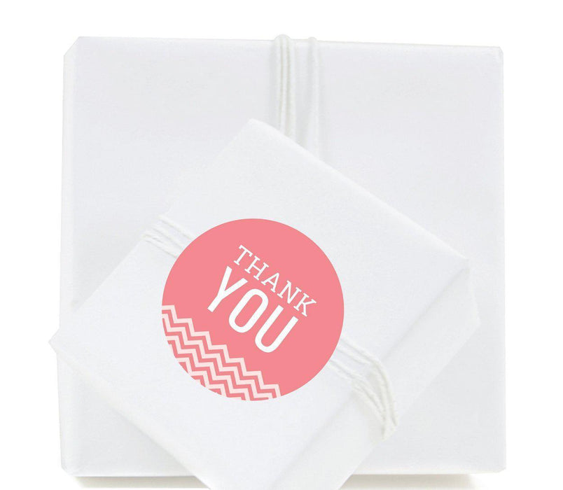 Chevron Round Circle Gift Label Stickers, Thank You-Set of 40-Koyal Wholesale-Coral-