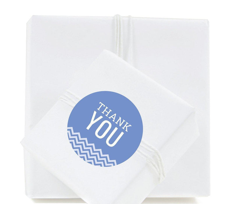 Chevron Round Circle Gift Label Stickers, Thank You-Set of 40-Koyal Wholesale-Cornflower Blue-