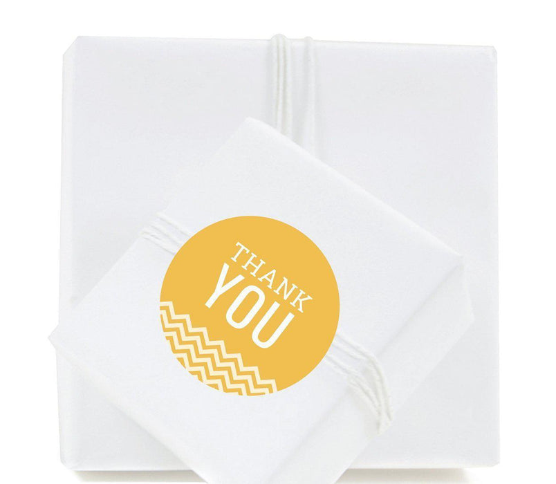 Chevron Round Circle Gift Label Stickers, Thank You-Set of 40-Koyal Wholesale-Deep Yellow-