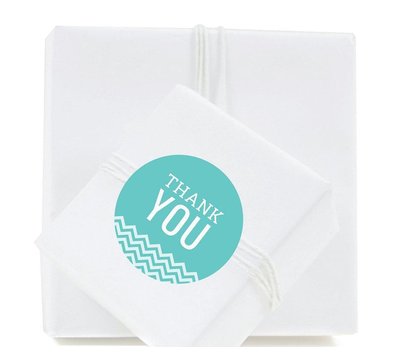 Chevron Round Circle Gift Label Stickers, Thank You-Set of 40-Koyal Wholesale-Diamond Blue-