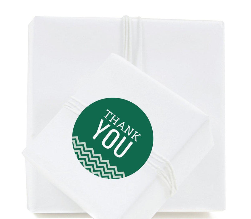 Chevron Round Circle Gift Label Stickers, Thank You-Set of 40-Koyal Wholesale-Emerald Green-
