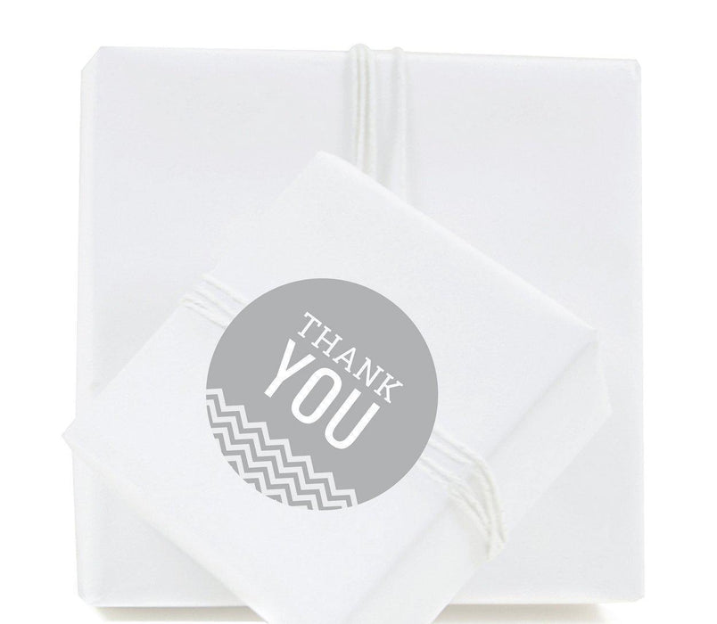 Chevron Round Circle Gift Label Stickers, Thank You-Set of 40-Koyal Wholesale-Gray-