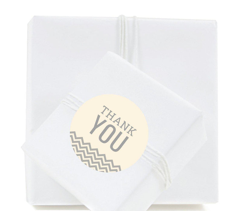 Chevron Round Circle Gift Label Stickers, Thank You-Set of 40-Koyal Wholesale-Ivory-