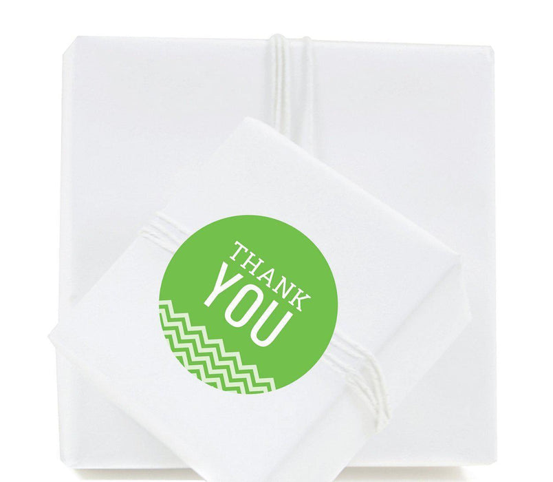 Chevron Round Circle Gift Label Stickers, Thank You-Set of 40-Koyal Wholesale-Kiwi Green-