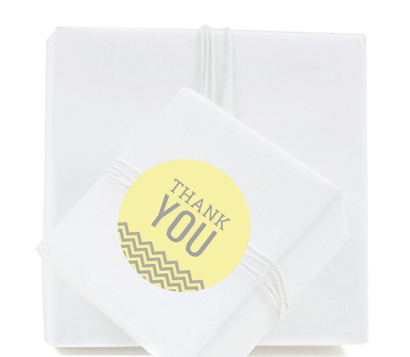 Chevron Round Circle Gift Label Stickers, Thank You-Set of 40-Koyal Wholesale-Light Yellow-