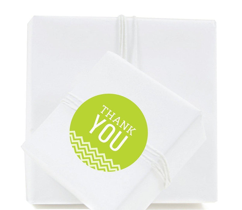 Chevron Round Circle Gift Label Stickers, Thank You-Set of 40-Koyal Wholesale-Lime Green Chartreuse-
