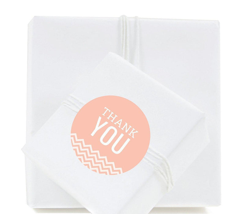 Chevron Round Circle Gift Label Stickers, Thank You-Set of 40-Koyal Wholesale-Peach-