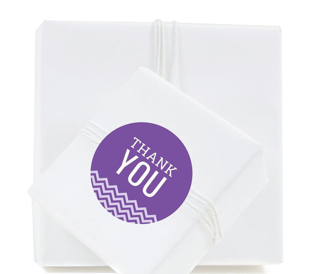 Chevron Round Circle Gift Label Stickers, Thank You-Set of 40-Koyal Wholesale-Royal Purple-