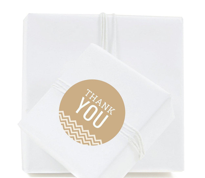 Chevron Round Circle Gift Label Stickers, Thank You-Set of 40-Koyal Wholesale-Tan-