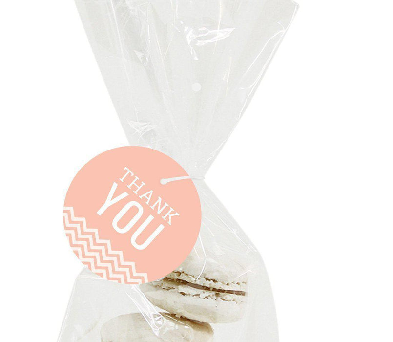Chevron Round Circle Gift Tags, Thank You-Set of 24-Andaz Press-Vintage Ivory-