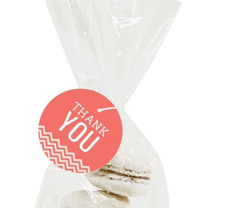 Chevron Round Circle Gift Tags, Thank You-Set of 24-Andaz Press-Vintage Ivory-