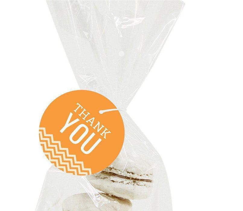 Chevron Round Circle Gift Tags, Thank You-Set of 24-Andaz Press-Vintage Ivory-