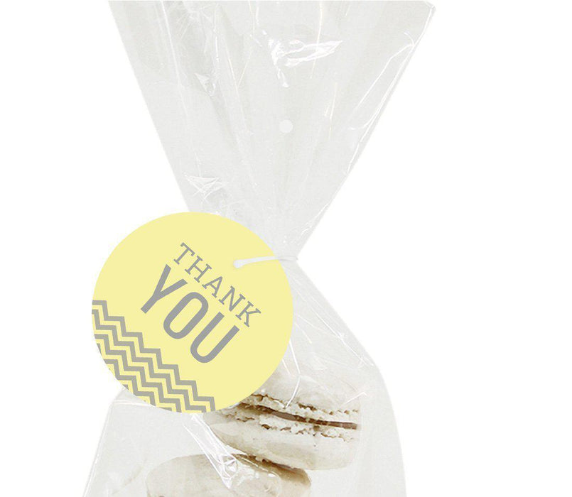 Chevron Round Circle Gift Tags, Thank You-Set of 24-Andaz Press-Vintage Ivory-