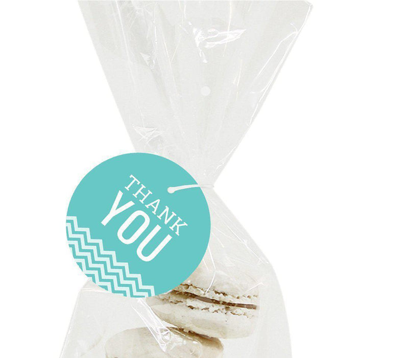 Chevron Round Circle Gift Tags, Thank You-Set of 24-Andaz Press-Vintage Ivory-