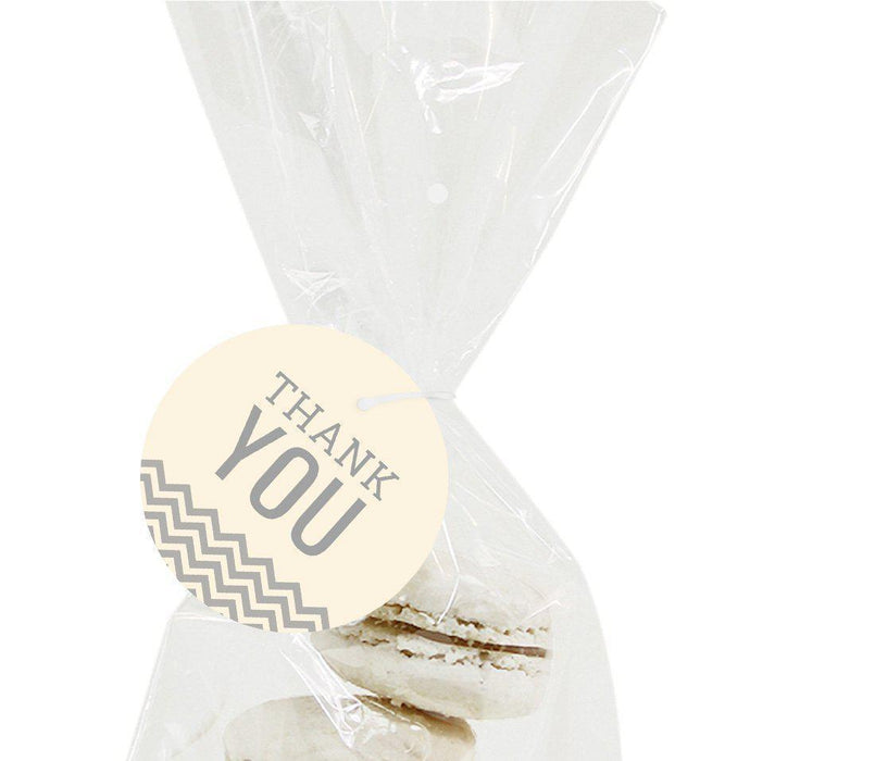 Chevron Round Circle Gift Tags, Thank You-Set of 24-Andaz Press-Vintage Ivory-