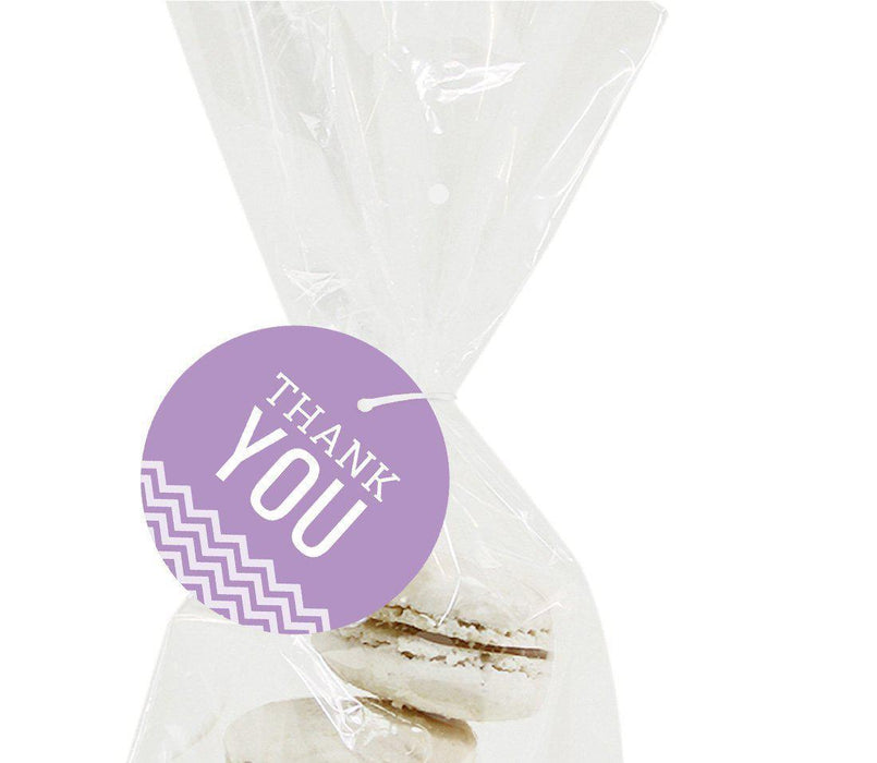 Chevron Round Circle Gift Tags, Thank You-Set of 24-Andaz Press-Vintage Ivory-