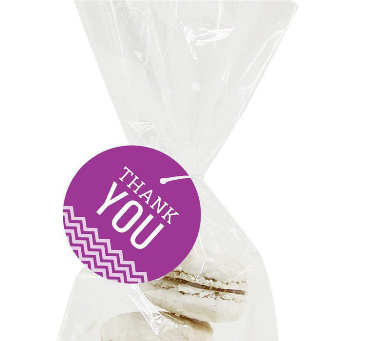 Chevron Round Circle Gift Tags, Thank You-Set of 24-Andaz Press-Vintage Ivory-