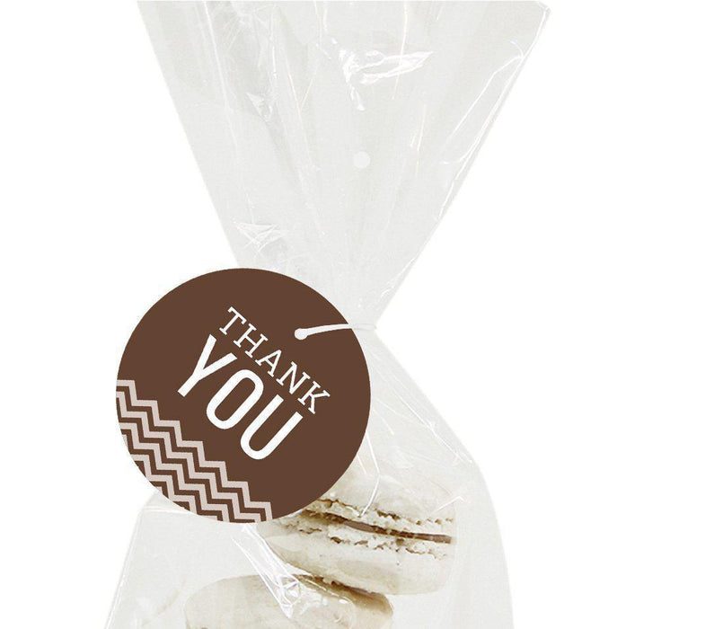Chevron Round Circle Gift Tags, Thank You-Set of 24-Andaz Press-Vintage Ivory-