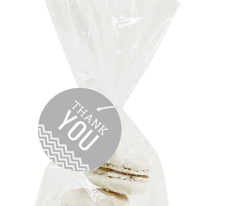 Chevron Round Circle Gift Tags, Thank You-Set of 24-Andaz Press-Vintage Ivory-