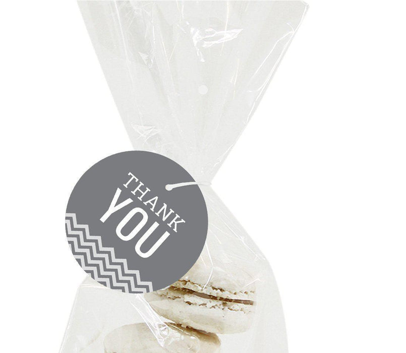 Chevron Round Circle Gift Tags, Thank You-Set of 24-Andaz Press-Vintage Ivory-
