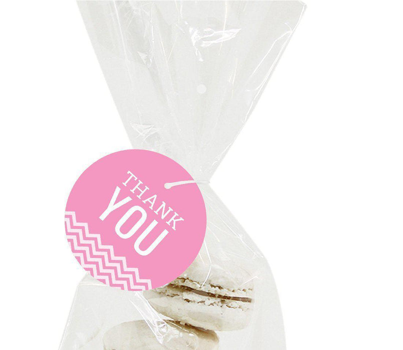 Chevron Round Circle Gift Tags, Thank You-Set of 24-Andaz Press-Vintage Ivory-