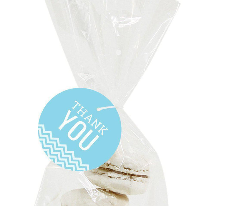 Chevron Round Circle Gift Tags, Thank You-Set of 24-Andaz Press-Baby Blue-